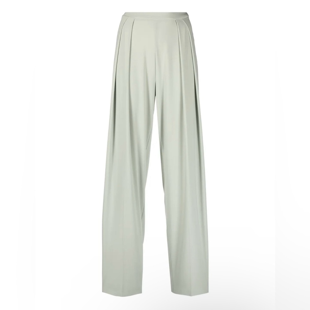 NWT Norma Kamali Tapered Pleated Trouser Pants in Mist Khaki Beige Size Small